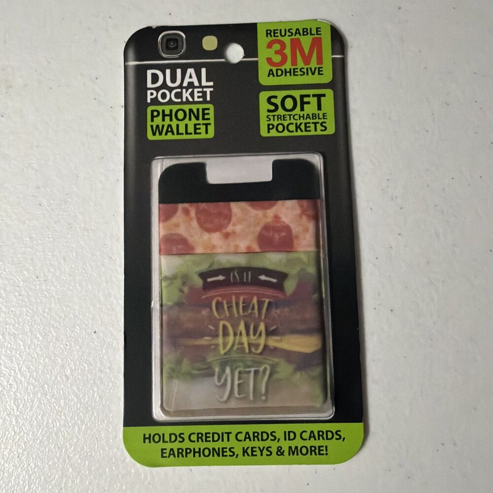 Phone Wallet 3M Adhesive Stick On Reusable Dual Pocket Cell Phones CHEAT DAY